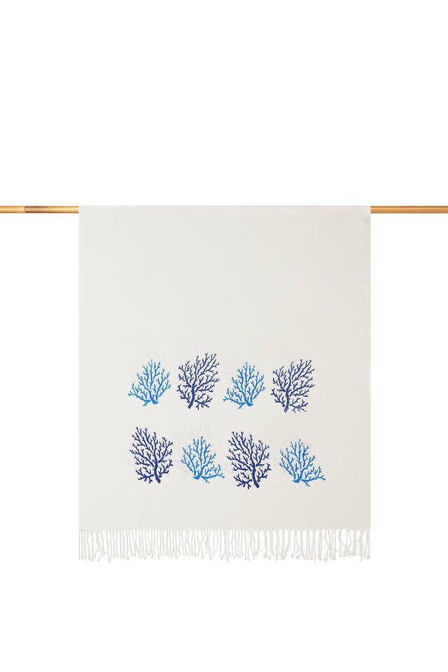 Navy Blue Coral Bamboo Peshtemal - Bursa İpek