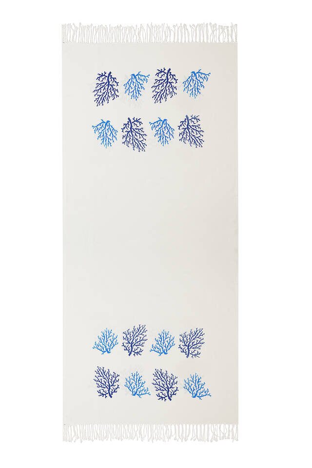 Navy Blue Coral Bamboo Peshtemal - 2