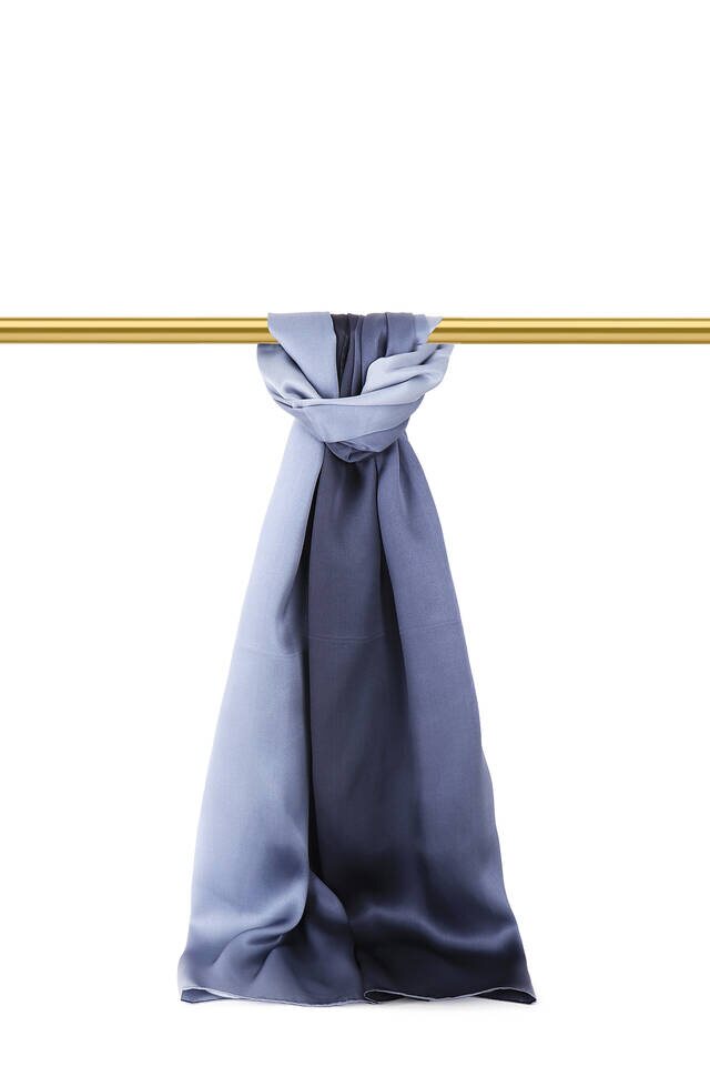 Navy Blue Dark Lilac Gradient Silk Scarf - Bursa İpek