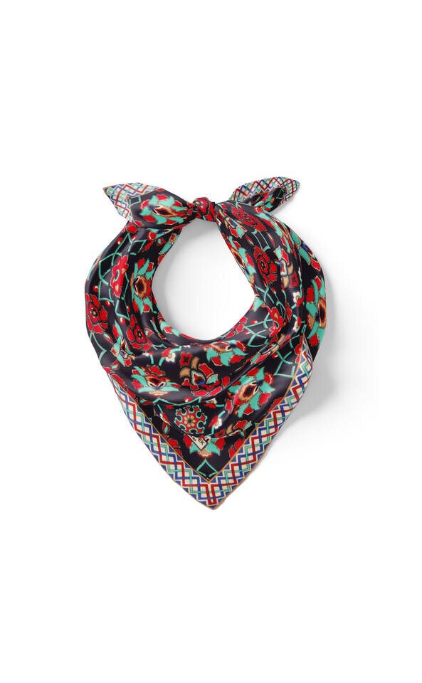 Navy Blue Gold Motif Pattern Silk Pocket Square - 2