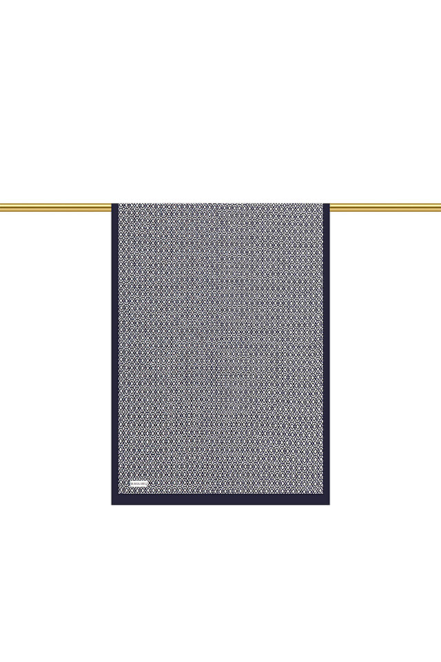Navy Blue Honeycomb Pattern Twill Silk Scarf - Bursa İpek