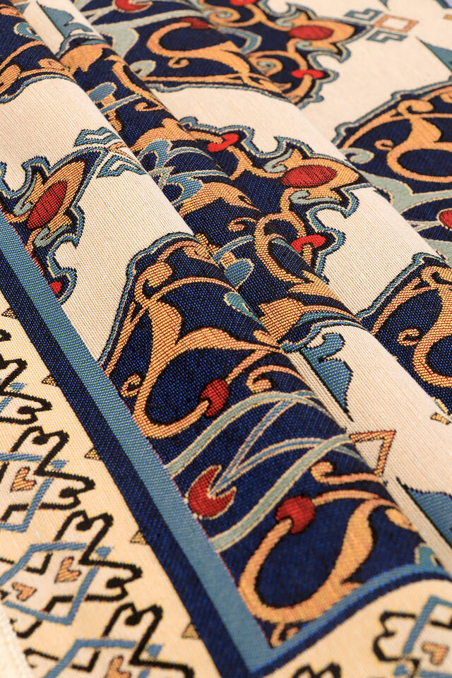 Navy Blue Iznik Pattern Tapestry Prayer Rug - 2