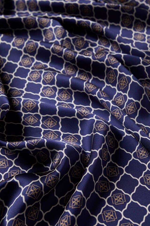 Navy Blue Monogram Silk Square Scarf - 3
