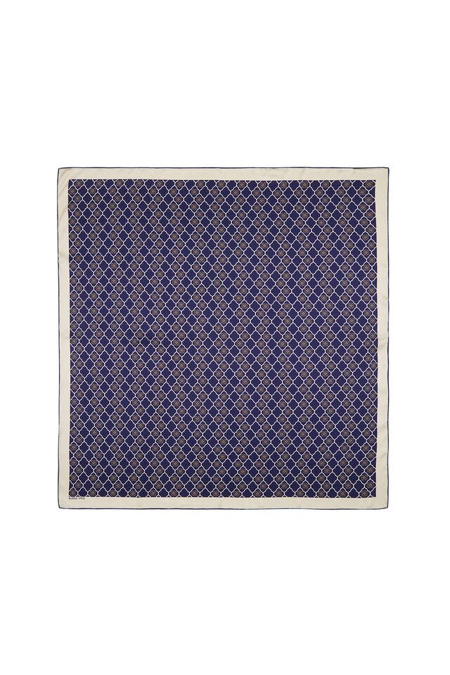 Navy Blue Monogram Silk Square Scarf 