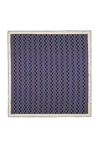Navy Blue Monogram Silk Square Scarf 