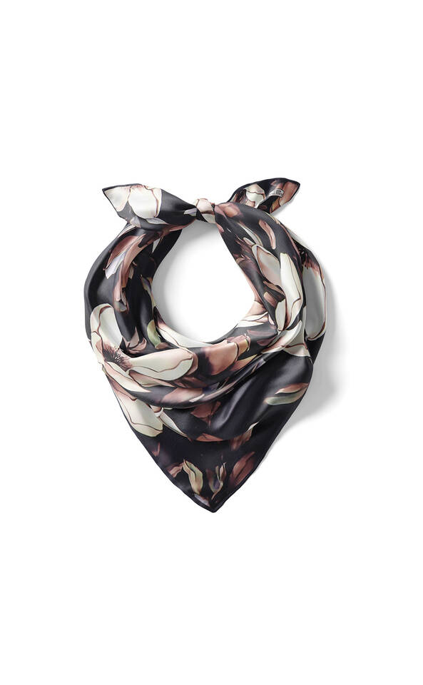 Navy Blue Narcissus Pattern Silk Pocket Square - 2