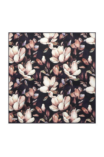 Navy Blue Narcissus Pattern Silk Pocket Square 