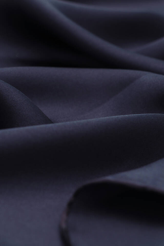 Navy Blue Plain Sura Silk Square Scarf - 3