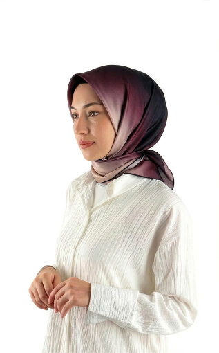 Navy Blue Powder Gradient Sura Silk Square Scarf 