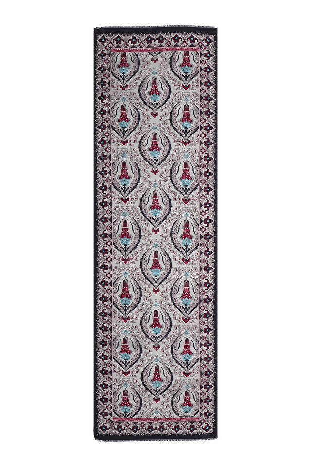 Navy Blue Powder Large Tulip Voile Silk Foulard - 4