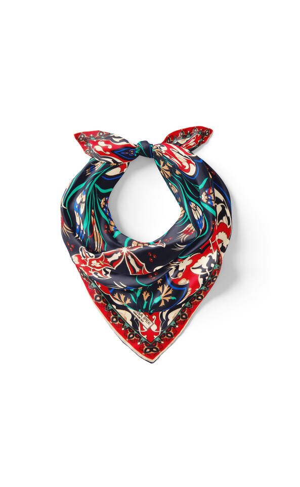 Navy Blue Red Carnation Tulip Pattern Silk Pocket Square - 2