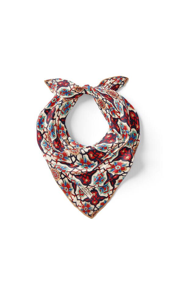 Navy Blue Red Tile Spiral Pattern Silk Pocket Square - 2