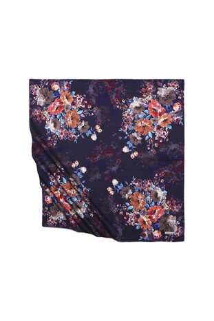 Navy Blue Sardinia Pattern Silky Square Scarf 