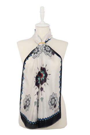 Navy Blue Sax Core Voile Silk Foulard 