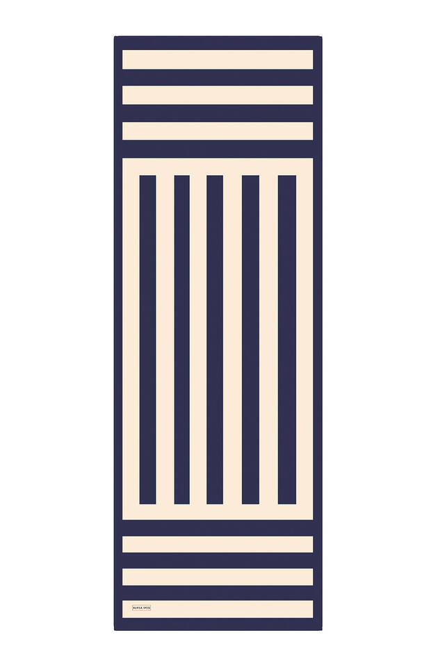 Navy Blue Stripe Pattern Twill Silk Scarf - 4