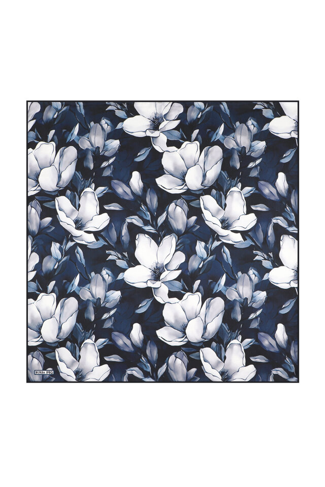 Navy Blue Turquoise Tile Spiral Pattern Silk Pocket Square - 1