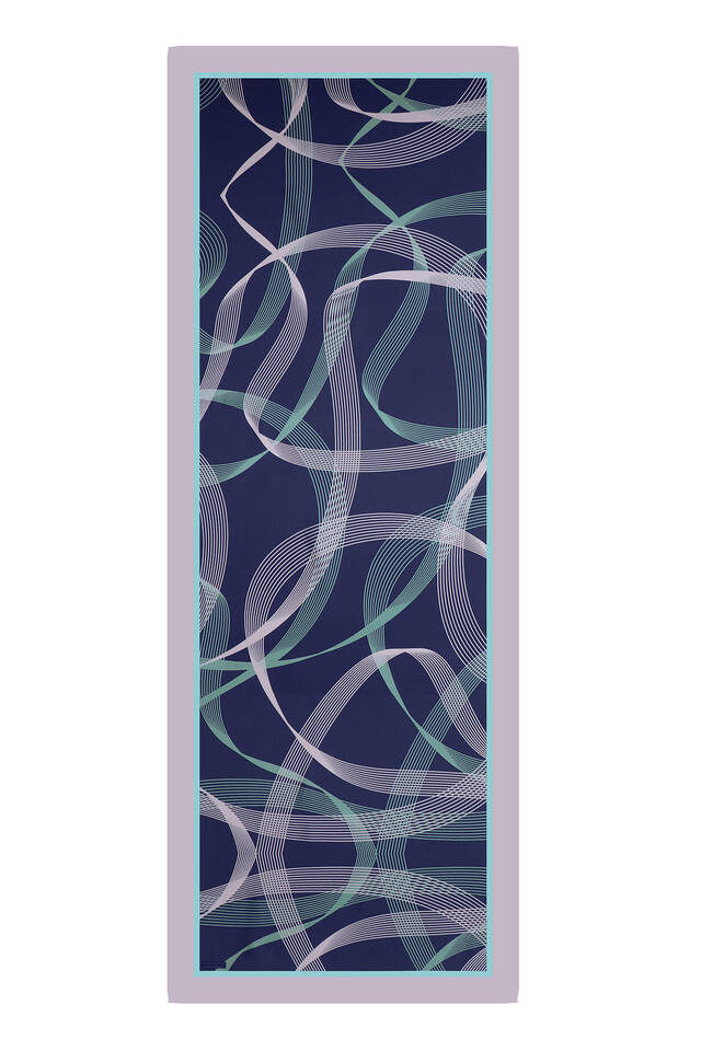 Navy Blue Twill Pattern Silk Scarf - 3