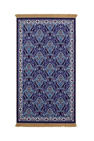 Navy Blue Velvet Carpet Prayer Rug 
