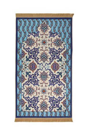 Navy Blue Velvet Carpet Prayer Rug 