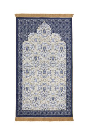 Navy Blue Velvet Carpet Prayer Rug 