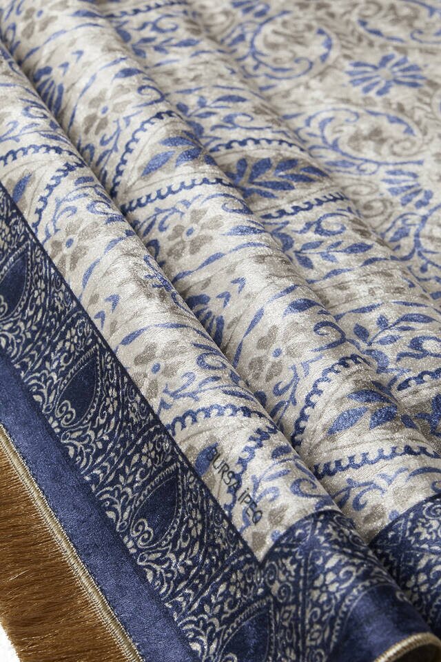 Navy Blue Velvet Carpet Prayer Rug - 2