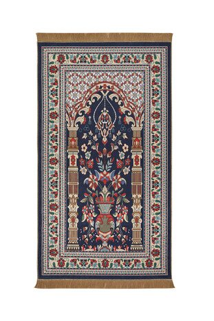Navy Blue Velvet Carpet Prayer Rug 