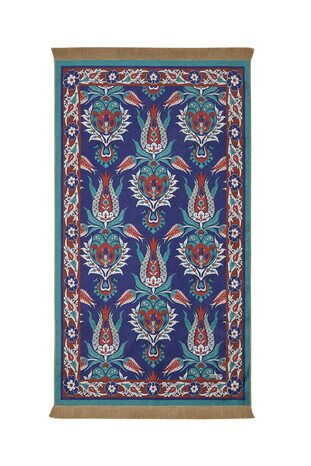 Navy Blue Velvet Carpet Prayer Rug 