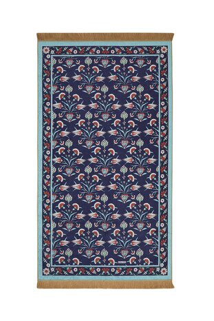 Navy Blue Velvet Carpet Prayer Rug 