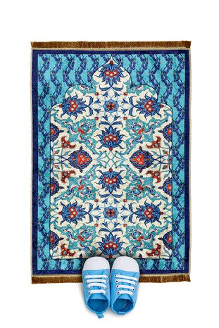 Navy Blue Velvet Children's Prayer Rug 