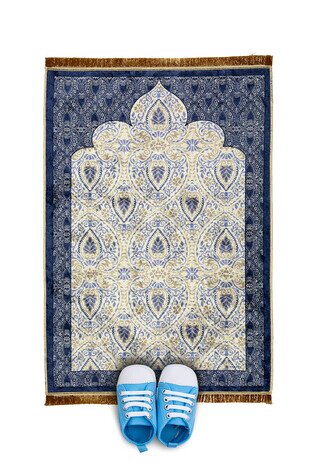 Navy Blue Velvet Children's Prayer Rug 