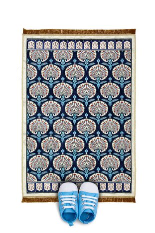 Navy Blue Velvet Children's Prayer Rug 
