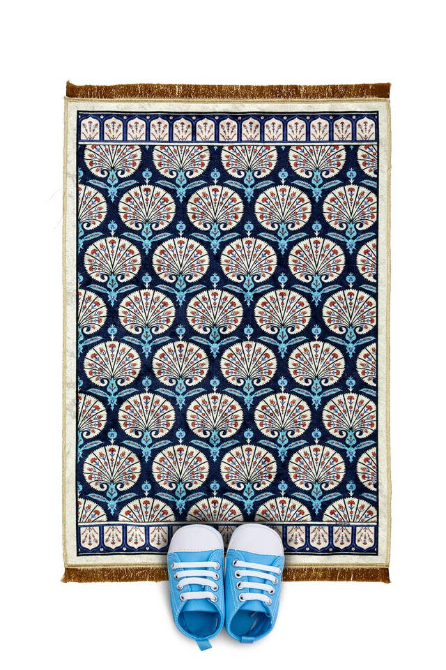 Navy Blue Velvet Children's Prayer Rug 