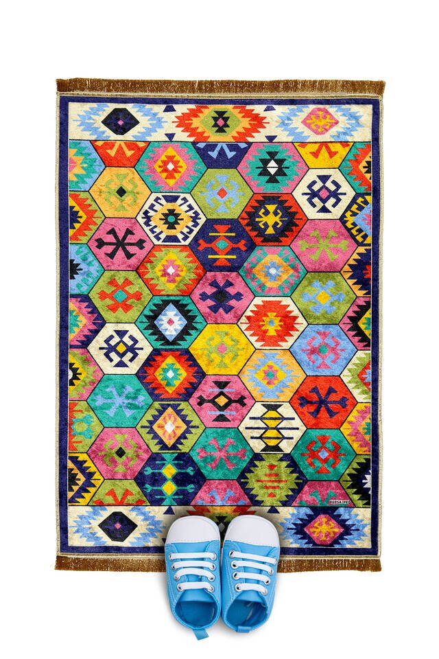 Navy Blue Velvet Children's Prayer Rug 