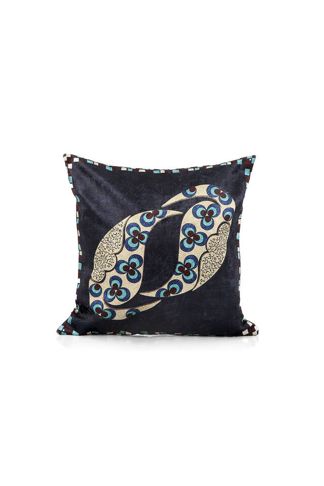 Navy Blue Velvet Throw Pillow - 1