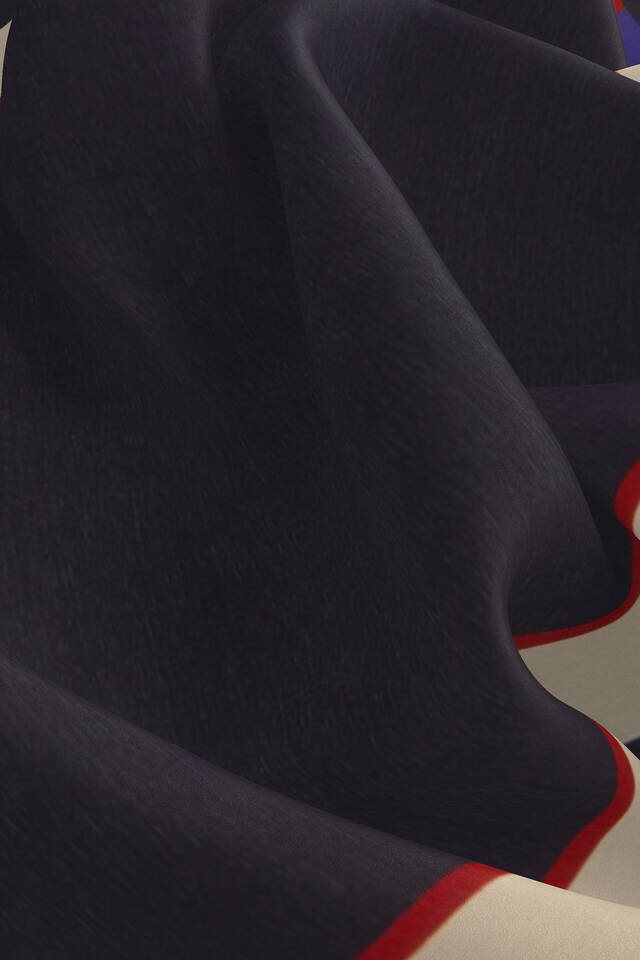 Navy Blue Wide Border Plain Silk Pocket Square - 3