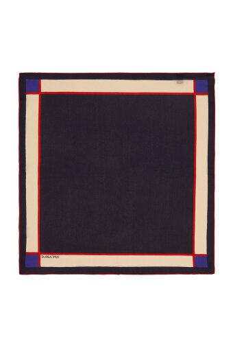 Navy Blue Wide Border Plain Silk Pocket Square 