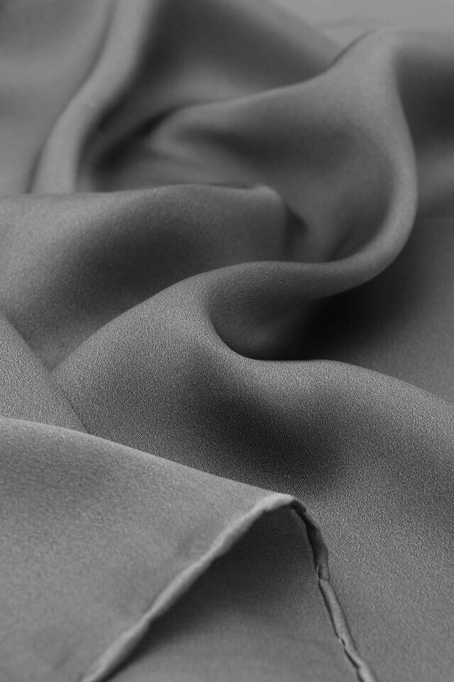 Navy Grey Solid Color Sura Silk Square Scarf - 3