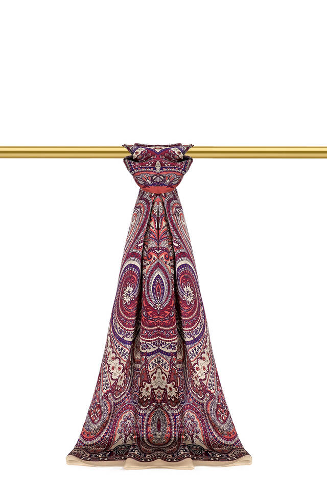 Bej Nil Desen Sura İpek Şal 