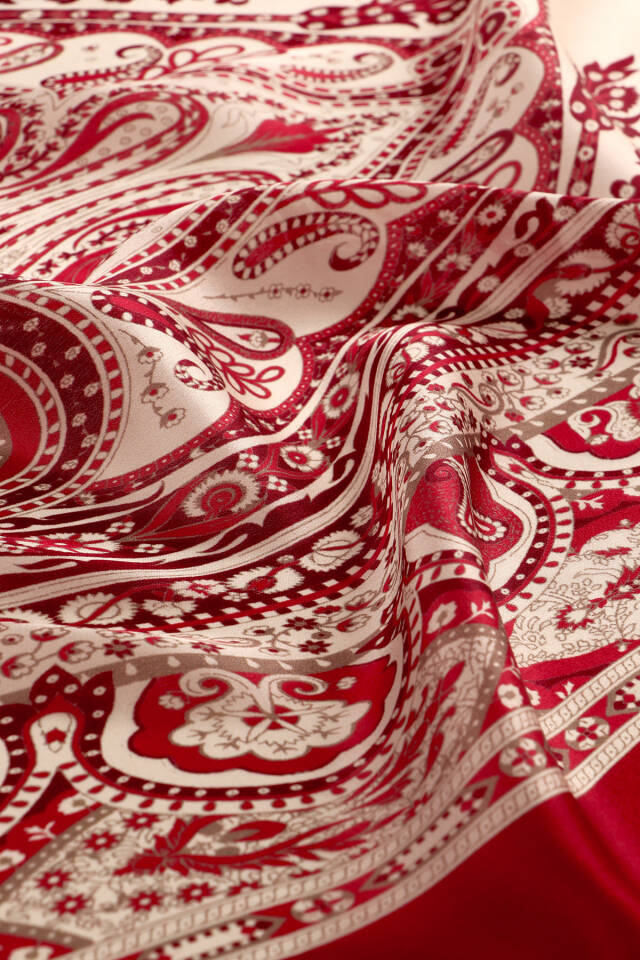 Bordo Nil Desen Sura İpek Şal - 4