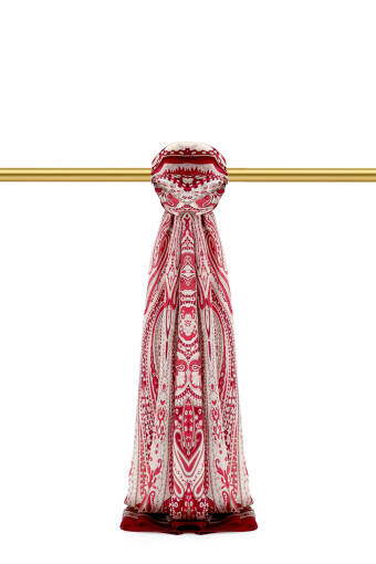 Bordo Nil Desen Sura İpek Şal 