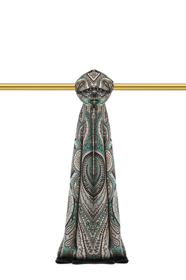 Nefti Nil Pattern Sura Silk Shawl - 1