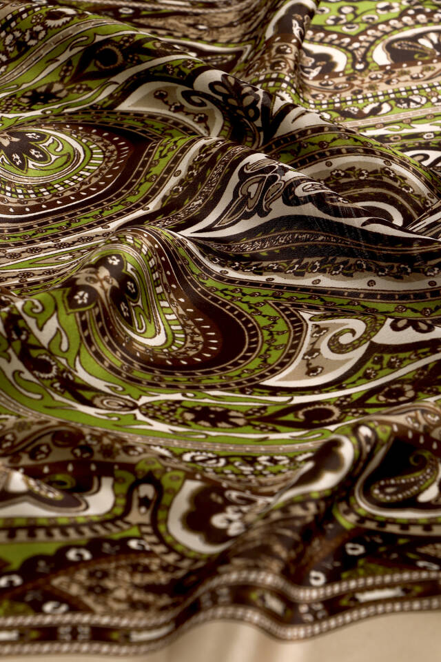 Green Nile Pattern Sura Silk Shawl - 4