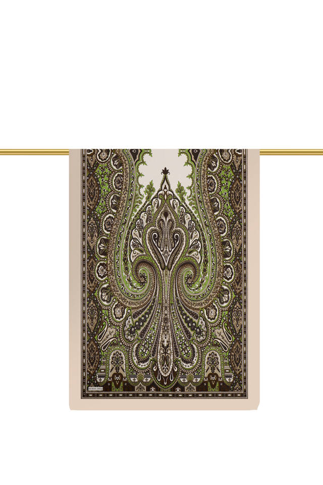 Green Nile Pattern Sura Silk Shawl - 2