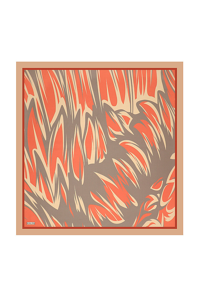 Bronz Nilsu Desen Twill İpek Eşarp 