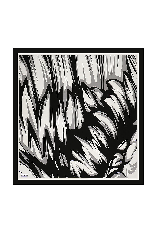 Siyah Nilsu Desen Twill İpek Eşarp 