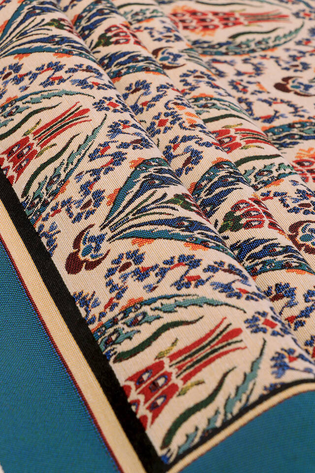 Oil Blue Tulip Flower Pattern Tapestry Prayer Rug - 2