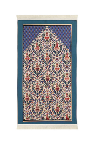 Oil Blue Tulip Flower Pattern Tapestry Prayer Rug 