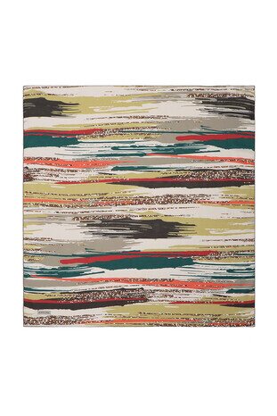 Oil Green Brush Pattern Soft Square Scarf 