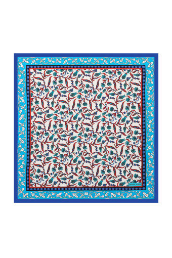 Oil Green Tulip Carnation Pattern Silky Pocket Square 