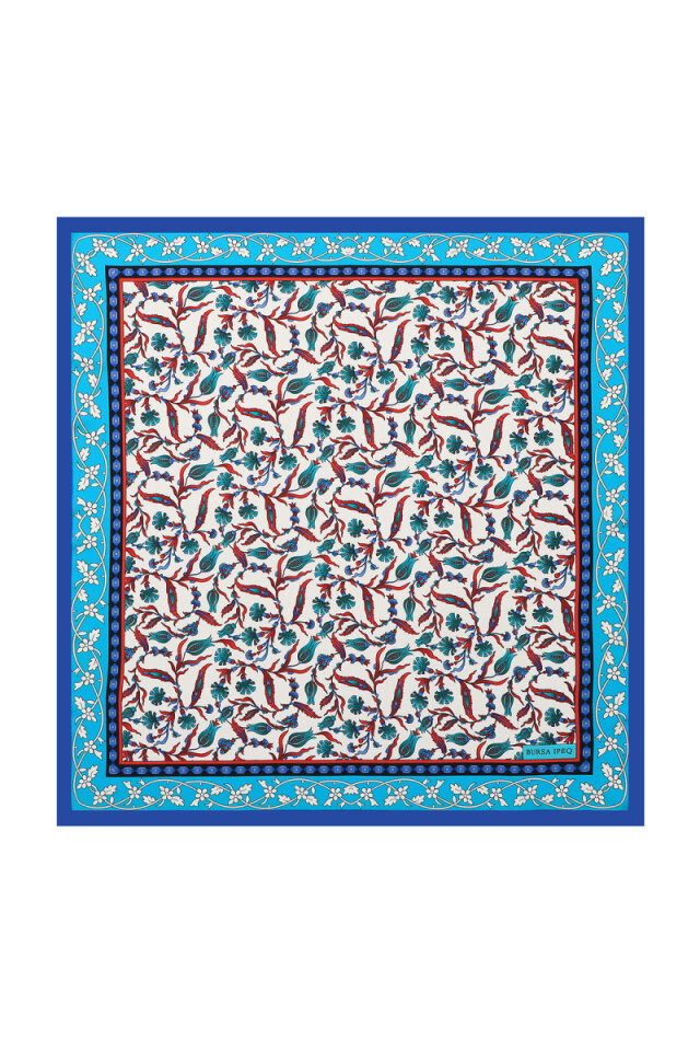 Oil Green Tulip Carnation Pattern Silky Pocket Square - Bursa İpek